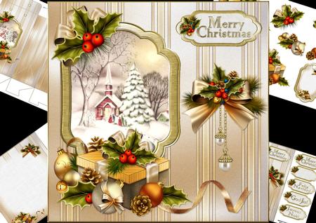8x8 Vintage Christmas Scene Off to Church Mini Kit