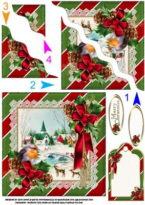 Vintage Christmas Scene with Red Robin Side Stacker