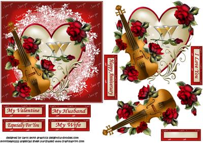 Violin and Roses for My Love Quick Card