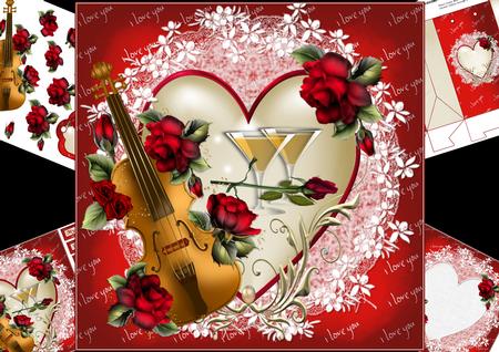 8x8 Violin and Roses for My Love Mini Kit