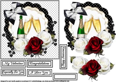 Champagne and Roses for My Love Quick Card