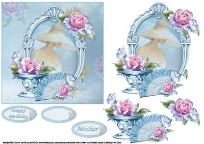 Sophisticated Lady with Frosted Roses Quick Card