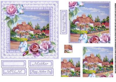 Summer Cottage with Roses Pyramid