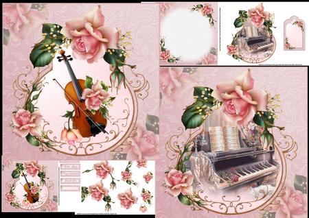 8x8 Downton Roses Choice of Musical Themed Toppers Mini Kit