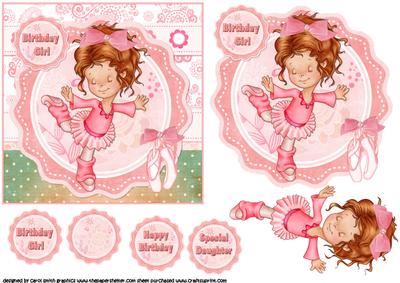 Sweet Ballerina Girl Quick Card