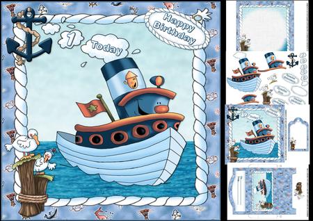 8x8 Tug Boat Birthday Wishes Mini Kit