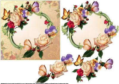 Pansy's Roses and Butterflies Quick Card