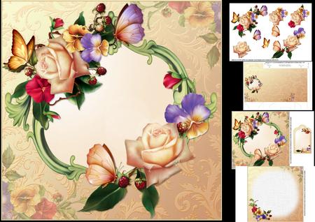 8x8 Pansy's Roses and Butterflies Mini Kit