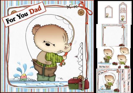 8x8 Fishing Ted Birthday or Fathers Day Mini Kit