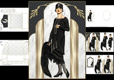 Vintage Lady with Art Deco Background Mini Kit