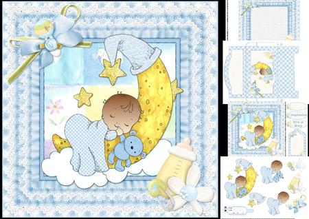 8x8 Afro American Baby Boy Moon Mini Kit