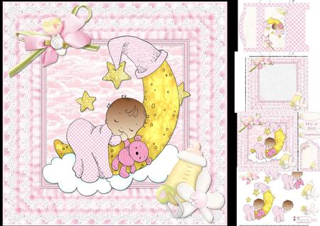 8x8 Afro American Baby Girl Moon Mini Kit