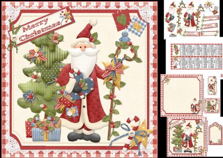 8x8 Country Christmas Patchwork Santa Mini Kit