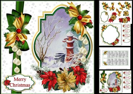 8x8 Christmas Water Pump Watercolour Scene Mini Kit