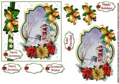 Christmas Water Pump Watercolour Scene Quick Card