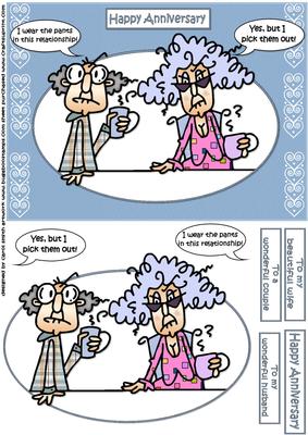 Stella and Gus with His Anniversary Pants Quick Card