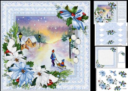 8c8 Boy with Sled Christmas Watercolour Mini Kit