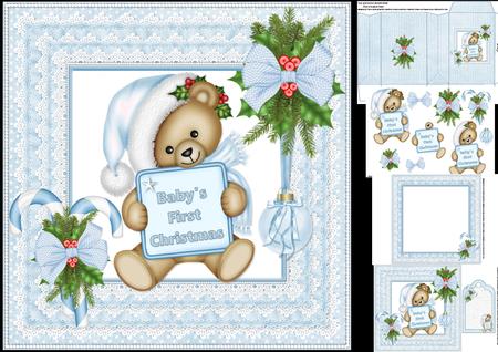 8x8 Baby Boy 1st Christmas Ribbons and Lace Mini Kit