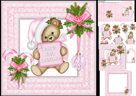 8x8 Baby Girl 1st Christmas Ribbons and Lace Mini Kit