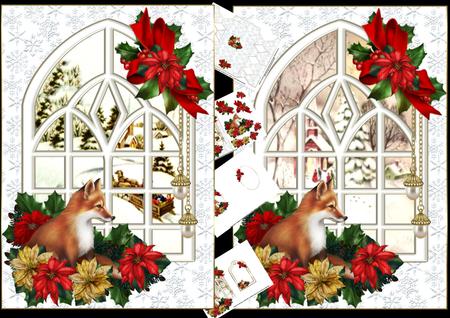 Christmas Fox Through the Window Choice of Scenes Mini Kit