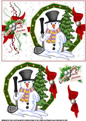Christmas Golf Snowman Quick Card
