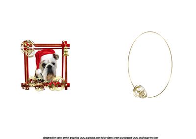 Bull Dog Steampunk Chrismas Wishes Insert