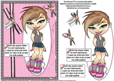 Teen Diva Starts Her Day Backwards Quick Card