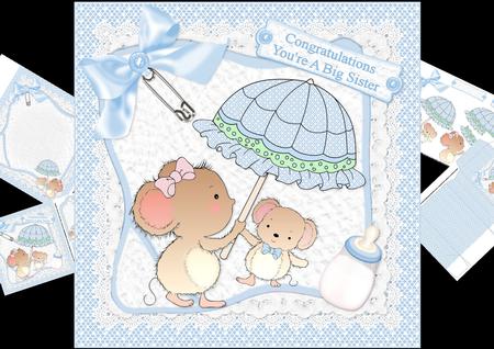 8x8 Congratulations New Big Sister Baby Boy Mini Kit