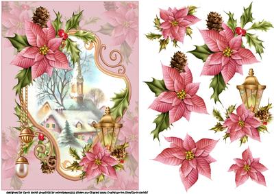 Beautiful Framed Pink Christmas Church