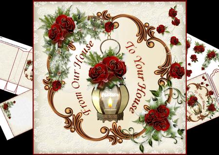 8x8 Beautiful Christmas Roses Our House to Yours Mini Kit