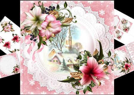 8x8 Christmas Amaryllis with Pink Church Mini Kit