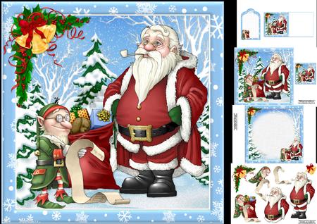 8x8 Santa with Elf Checking the List Mini Kit