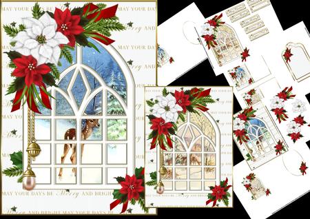 Christmas Deer Through the Window Choice of Scenes Mini Kit