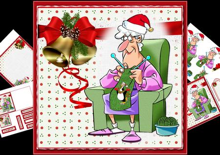 8x8 Gran's Knitting for Christmas Choice of Tags Mini Kit