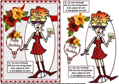 Rita and Her Birthday Wine Quick Card