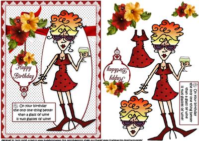Rita and Her Birthday Wine Quick Card