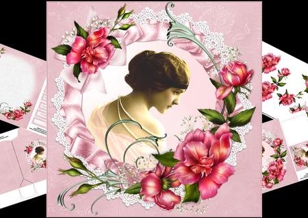 8x8 Vintage Lady with Roses Mini Kit