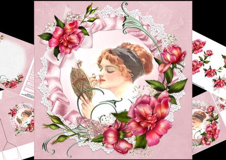 8x8 Vintage Style Lipstick and Roses Mini Kit