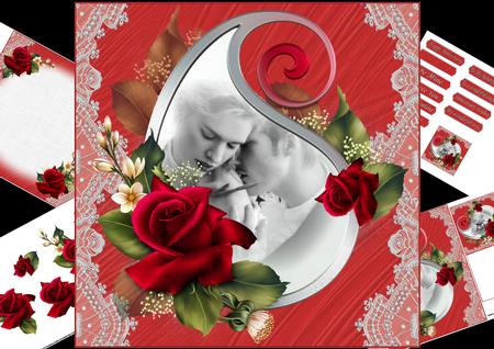 8x8 Romantic Velvet Roses Valentine Anniversary Mini Kit
