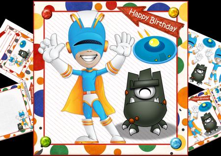 8x8 Super Hero Birthday Boy Mini Kit