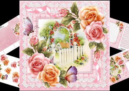 8x8 Cottage Garden Gate with Shimmering Roses Mini Kit