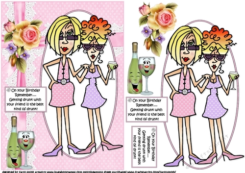 Rita and j.j drunk with friends quick card