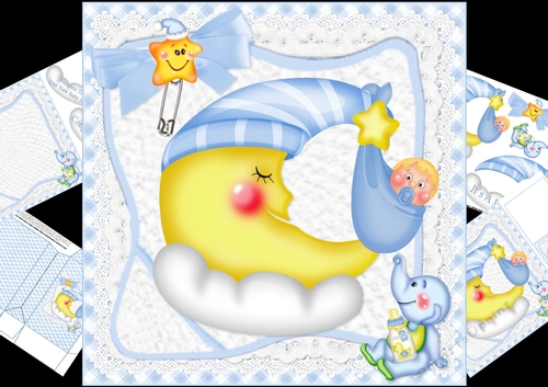 8x8 new baby boy moon mini kit