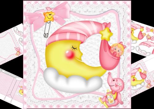 8x8 new baby girl moon mini kit