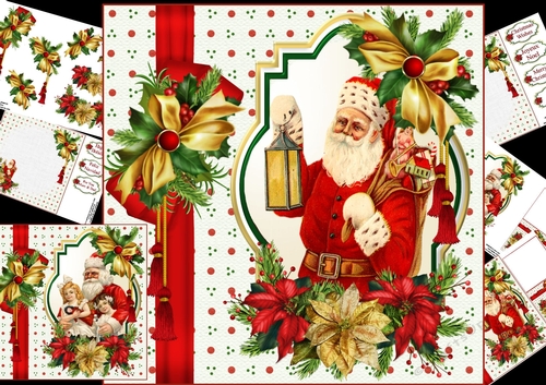 8x8 Vintage Santa choice of toppers mini kit