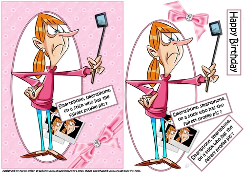 Teen with selfie stick quick card