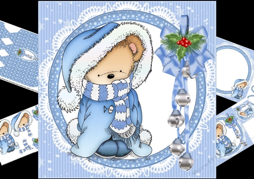 8x8 Christmas snuggle bear boy mini kit