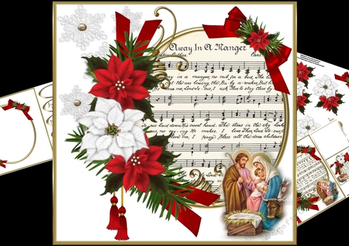 8x8 away in a manger with poinsettia mini kit