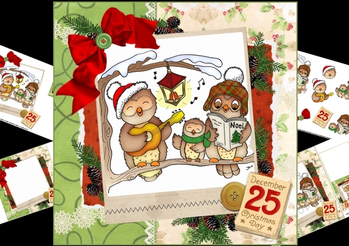 8x8 hope your Christmas is a hoot mini kit