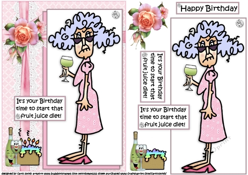 Stella and her fruit juice diet quick card